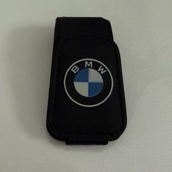 BMW Sunglass Holder for Car with Logo Black Leather NWT - Picture 1 of 12